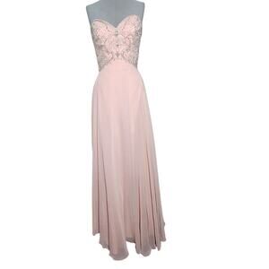 Alyce Paris Blush Maxi Beaded Dress Size 8 New With Tags